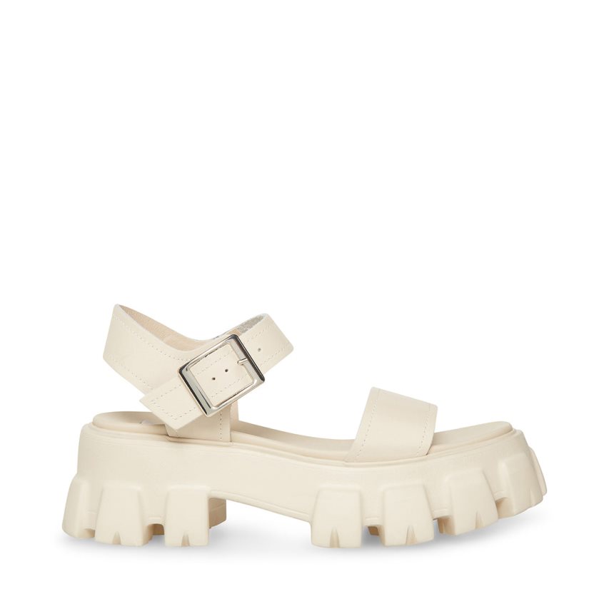 White Steve Madden Ellie Leather Women\'s Platform Sandals | PH 8412IOV